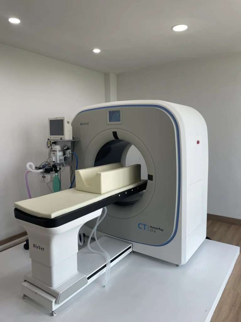 Máy chụp CT công nghệ cao dùng trong tầm soát ung thư ở chó tại bệnh viện thú y quốc tế Belwee