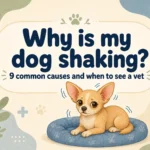 Chihuahua trembling on a dog bed beneath the title Why Is My Dog Shaking